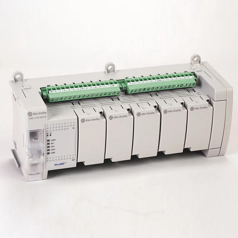 28 x 24vdc/ac inp, 20 x 24vdc sink out, 3 x PTO/PWM, 6 x HSC 2080-LC50-48QVB